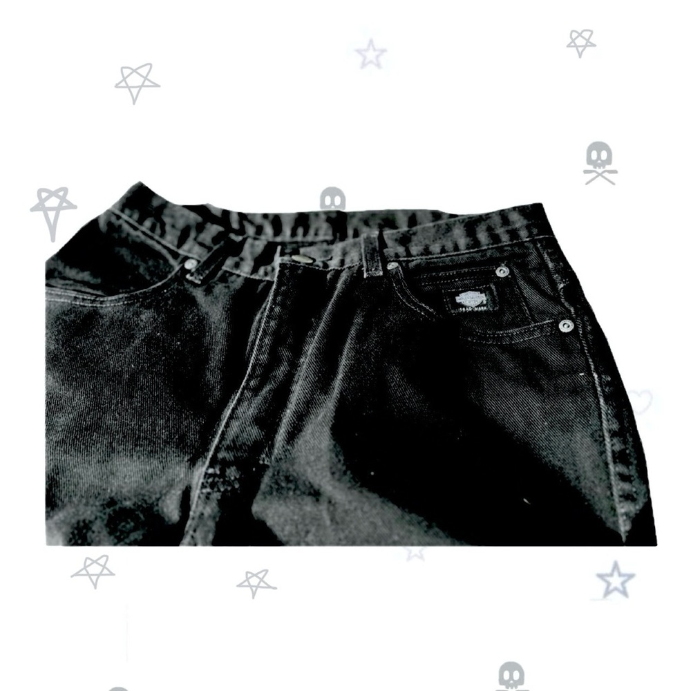 Harley-Davidson Black Denim Jeans Men’s 30 Bootcut Moto Biker Style Y2K Gothic - Picture 6 of 8